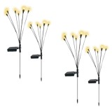 BZRSH Set 4 Lampi Solare 6 Bulbi LED 70cm Senzor Amurg Lumina Alba Calda