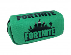 Penar Fortnite, doua compartimente, 21 cm, verde cu imprimeu Fortnite negru foto