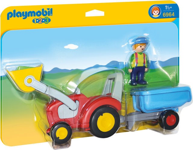 Playmobil - 1.2.3 Tractor Cu Remorca