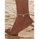 Cumpara ieftin Bratara De Picior cu Stea de Mare si Scoica, Alb si Auriu - 86804
