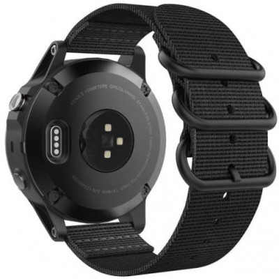 Curea iUni compatibila cu Garmin Forerunner 220/230/235/620/630/735, 22 mm, Soft Nylon Black foto