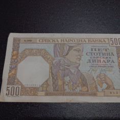 Bancnota 500 Dinara 1941 Serbia