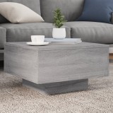 VidaXL Măsuță de cafea cu lumini LED, gri sonoma, 55x55x31 cm