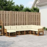 vidaXL Set de canapele de exterior cu pernă 8 pcs Natural și Crem 3382146
