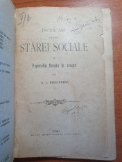 incercari asupra starei sociale a poporului roman in trecut - din anul 1896 foto