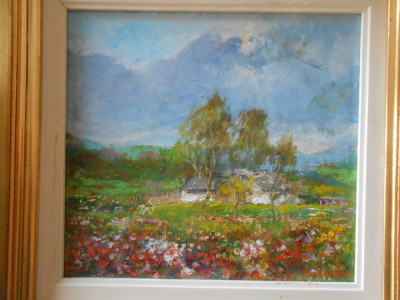Tablou Ion Rotaru, peisaj Transilvan, 35x30 cm, ulei/panza, inramat, superb foto