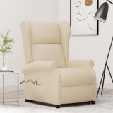 VidaXL Fotoliu de masaj cu ridicare, crem, material textil