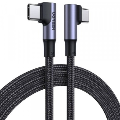 Cablu Date si Incarcare USB-C - USB-C UGREEN US335 Angled, 100W, 2m, Negru foto