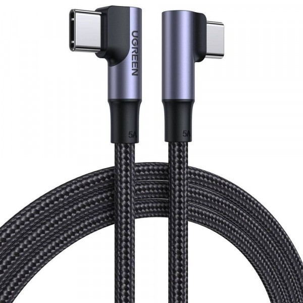 Cablu Date si Incarcare USB-C - USB-C UGREEN US335 Angled, 100W, 2m, Negru