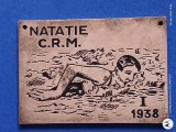 CONCURSUL ,CAMPIONATUL ROMANESC DE NATATIE , Romania Regala , Placheta argintata dimensiuni aprox 10 cm x5 cm