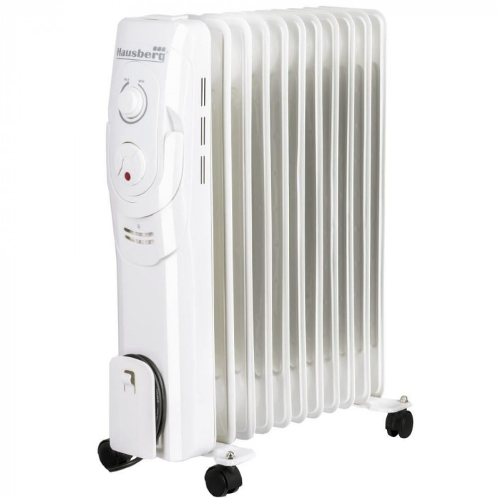 Calorifer electric Hausberg, 2500 W, 11 elementi, 3 nivele de putere, termostat