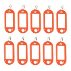 Set 10 Brelocuri Chei cu Eticheta EVOFFICE, 50x22 mm, Rosii, Breloc pentru Chei, Brelocuri cu Eticheta pentru Chei, Set Brelocuri Chei cu Eticheta, Br foto