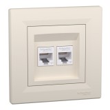 Priza RJ45 dubla UTP CAT6 Schneider Asfora crem EPH4800123