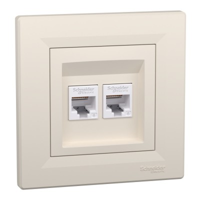 Priza RJ45 dubla UTP CAT6 Schneider Asfora crem EPH4800123 foto
