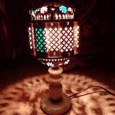 Lampadar in stil oriental din alama masiva și onix