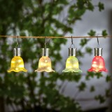 Lampa solara floare suspendata 3 LED alb cald, iluminat decorativ exterior, agatare, IP44