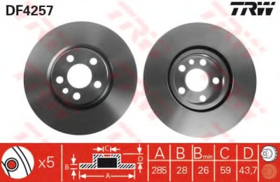 Disc frana FIAT SCUDO combinato (220P) (1996 - 2006) TRW DF4257 foto