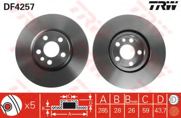 Disc frana CITROEN C8 (EA, EB) (2002 - 2016) TRW DF4257