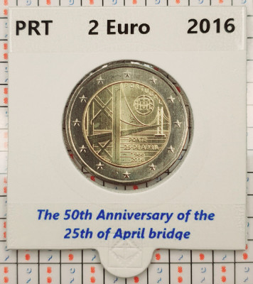 Portugalia 2 euro 2016 - 25th of April - UNC in cartonas personalizat - B115 foto