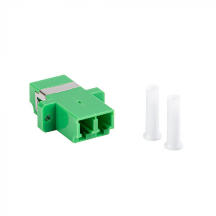 Adaptor retea fibra optica cu conectori LC APC, Lanberg 43373, SM, DUPLEX, verde