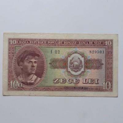 bancnota 10 lei 1952 seria - 829501 - 330 lei foto