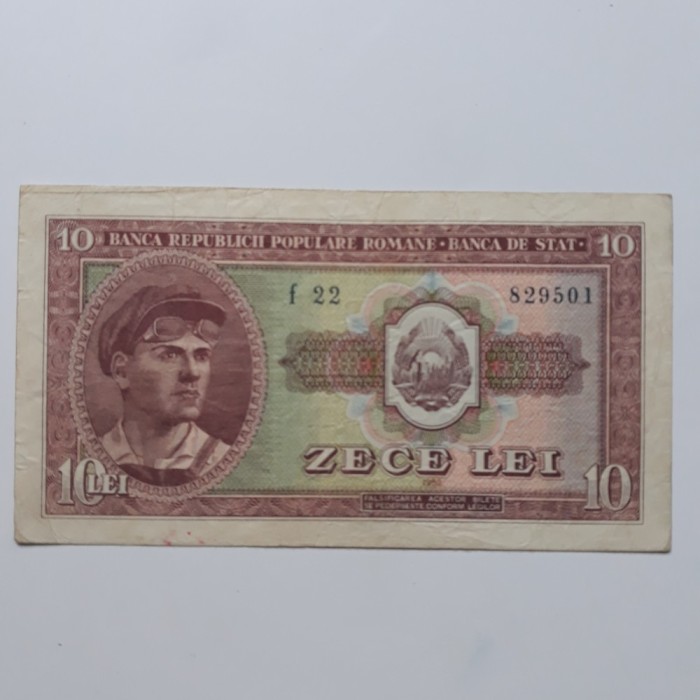 bancnota 10 lei 1952 seria - 829501 - 330 lei