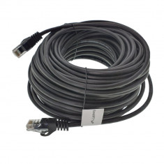 Cablu UTP, Lanberg 40677, cat.5e, mufat 2xRJ45, lungime 20m, AWG 26, 100 MHz, de legatura retea, ethernet, negru