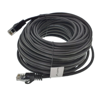 Cablu UTP, Lanberg 40677, cat.5e, mufat 2xRJ45, lungime 20m, AWG 26, 100 MHz, de legatura retea, ethernet, negru foto