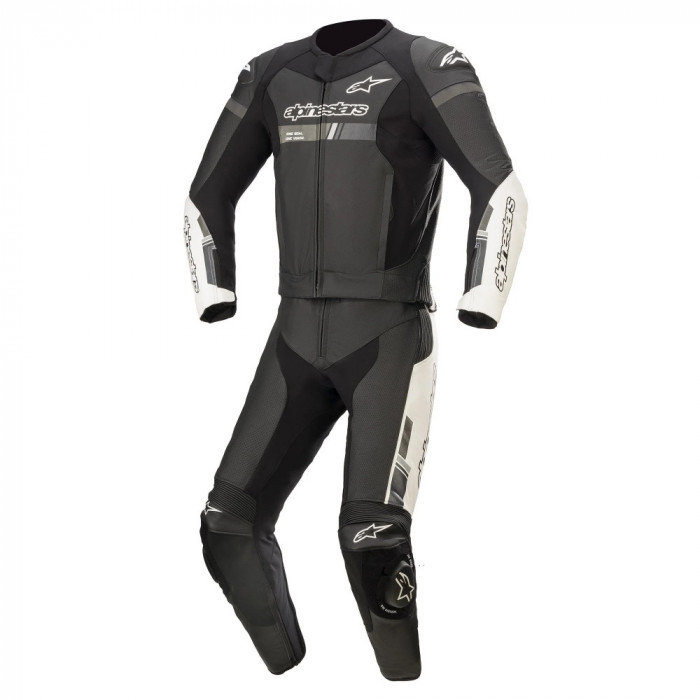Costum Moto Alpinestars GP Force Chaser 2PC Leather Suit, Negru/Alb, Marime 48