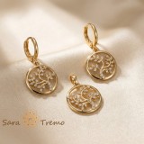 Set Arborele Vietii , Set cercei si pandantiv placate cu aur 14K cu zirconia albe