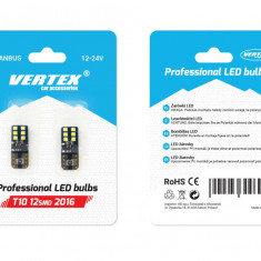 Bec de pozitie tip LED Canbus T10 W2.1x9.5 W5W, 12-24V 2W, 12SMD , culoare alb , Vertex, set 2 buc AutoDrive ProParts