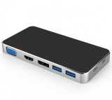 Docking station USB-C la HDMI + VGA+ DisplayPort + 2 x USB3.0 + PD, ku31dock09, Oem