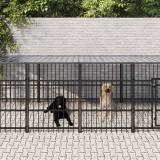 VidaXL Padoc pentru c&acirc;ini de exterior cu acoperiș, 11,26 m&sup2;, oțel