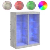 Cumpara ieftin Servanta cu lumini LED, gri beton, 81x37x100 cm
