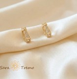 Cumpara ieftin Cercei Sclipire Nobila , Cercei placati 14K cu zirconia