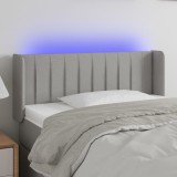 VidaXL Tăblie de pat cu LED, gri deschis, 83x16x78/88 cm, textil