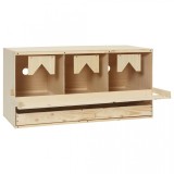 Cuibar găini cu 3 compartimente, 72x33x38 cm, lemn masiv pin, vidaXL