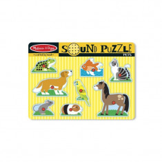 Puzzle cu sunete Animale de companie, 2 baterii, 30 x 22 cm, 8 piese