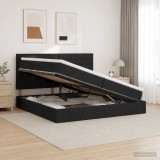 Cumpara ieftin Pat cu LED si saltea Negru 200 x 200 cm Tesatura