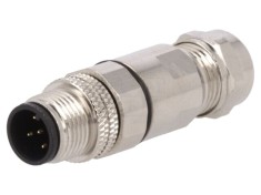 Conector M12 mufă 5 pini tata 60V 4A IP67 BULGIN lipire pe cablu