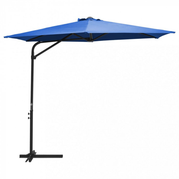 Umbrelă soare de exterior st&acirc;lp din oțel albastru azur 300 cm