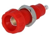 Soclu Banană 4mm 10A 50VDC Roșu Nichelat, DELTRON