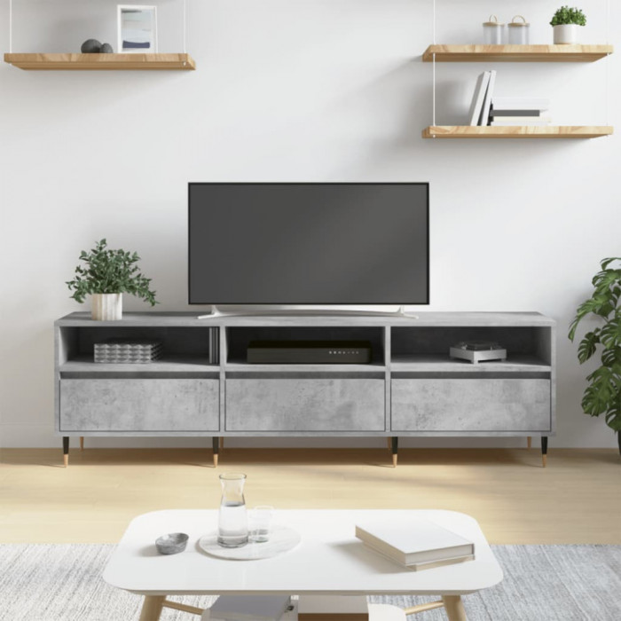 Comoda TV, gri beton, 150x30x44,5 cm, lemn prelucrat GartenMobel Dekor