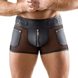 Boxeri Barbati din Plasa cu Fermoar Frontal, Negru, M