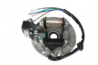 Stator 80-125cc (5 fire, 2 bobine, cu platou si senzor scanteie) foto