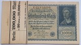 Germania, 10.000 Mark 1922 , Pachet de 20 de bancnote cu banda originală. rar !