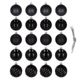 Cumpara ieftin Set 20 Globuri de Craciun pentru Brad, din Plastic, diametru 6 cm, culoare Negru