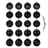 Cumpara ieftin Set 20 Globuri de Craciun pentru Brad, din Plastic, diametru 6 cm, culoare Negru, Springos