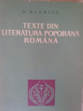 G. Alexici - Texte din literatura poporana romana (1966)