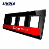 Cumpara ieftin Rama din sticla Livolo pentru intrerupator touch simplu si 3 prize, negru